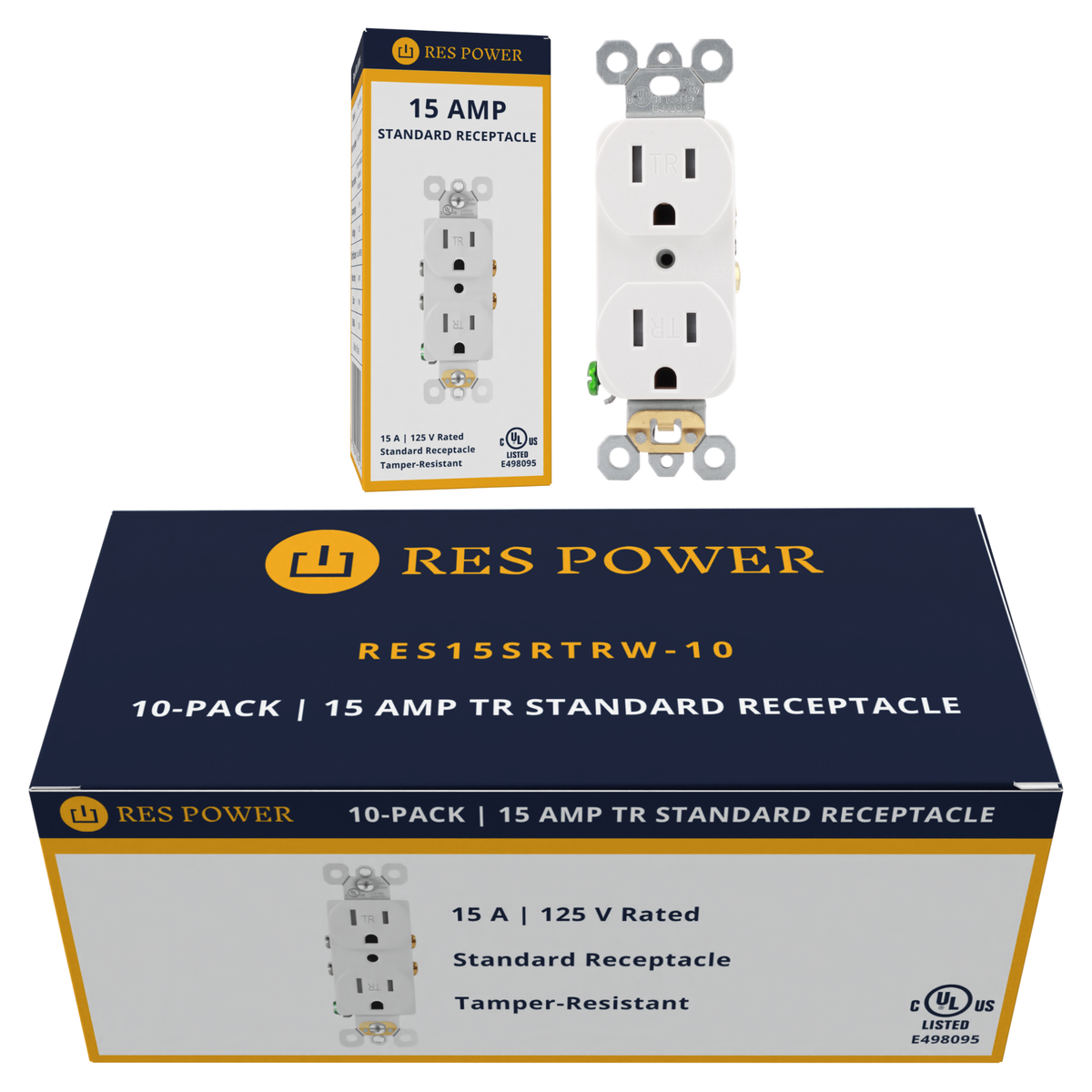 RES POWER 15A 125V Tamper-Resistant Standard Duplex Receptacle cULus listed white - Image 8