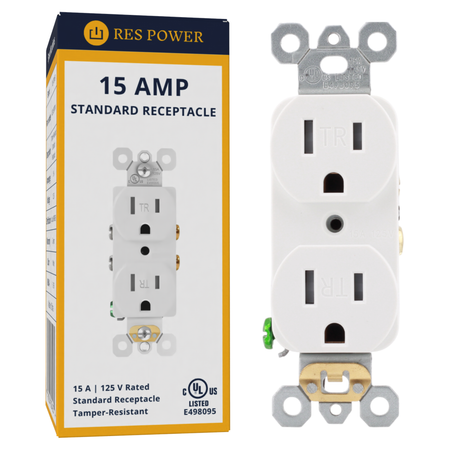 RES POWER 15A 125V Tamper-Resistant Standard Duplex Receptacle cULus listed white