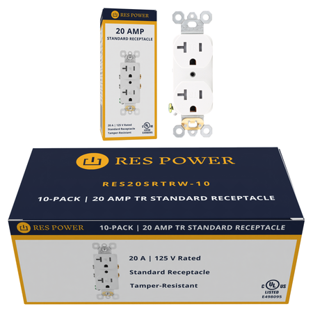 RES POWER 20A 125V Tamper-Resistant Standard Duplex Receptacle cULus Listed White - Image 8