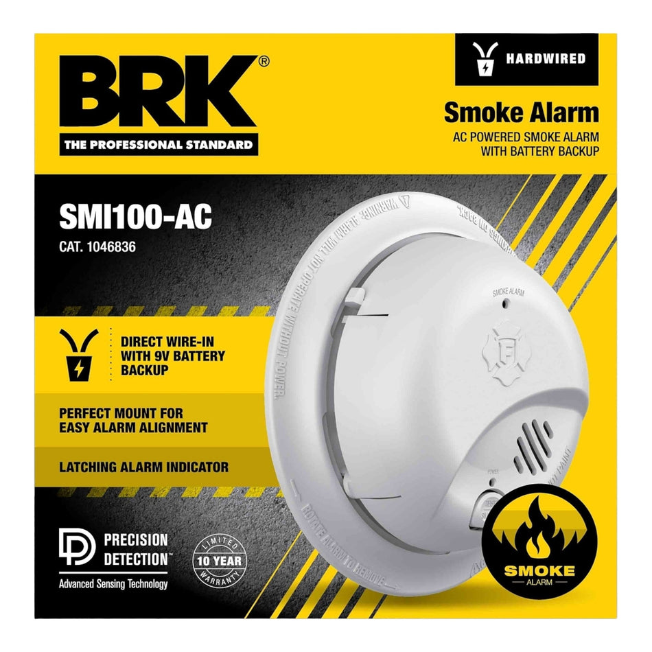BRK SMI100-AC Hardwire Smoke Alarm 85dB Battery Backup Ionization UL - Image 2