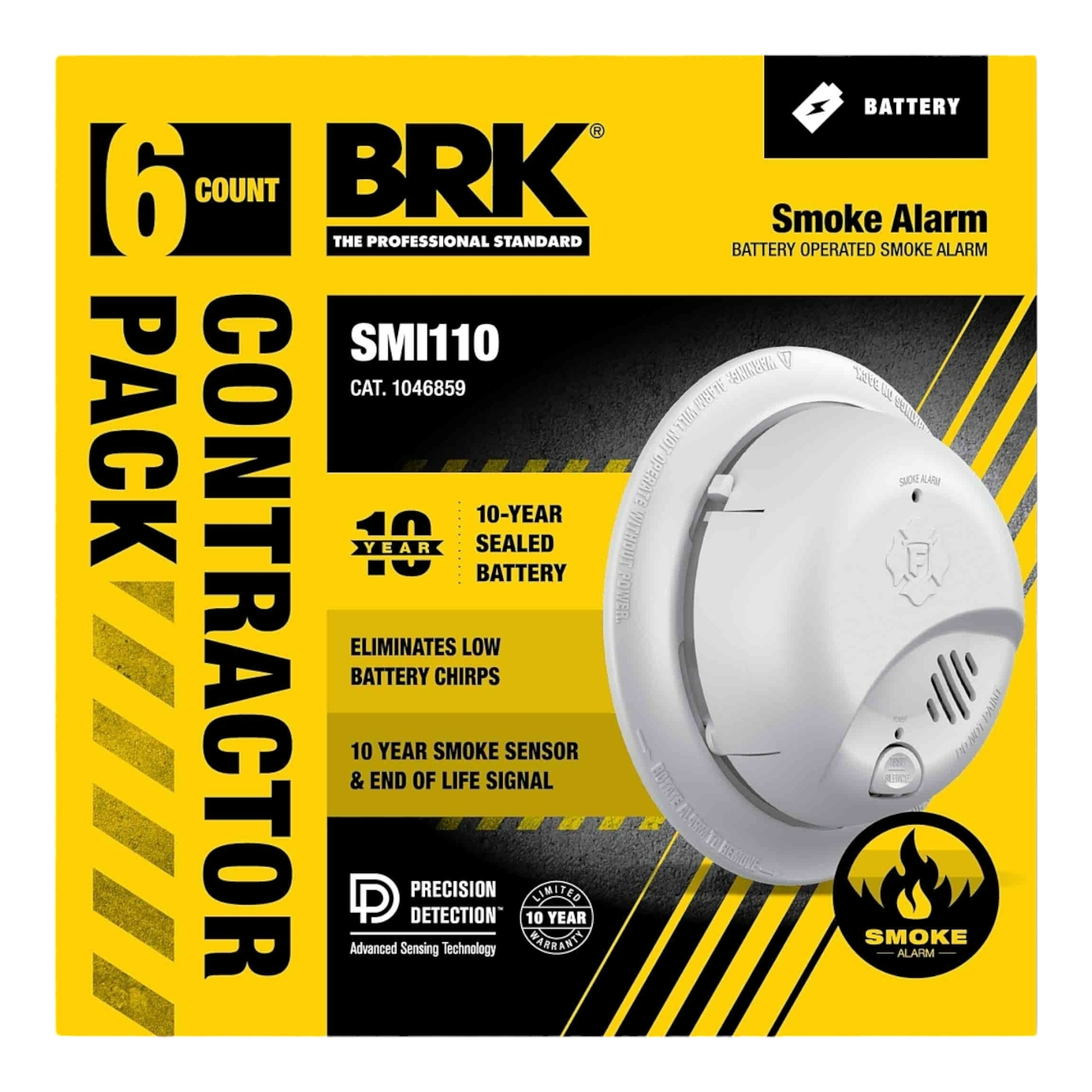 BRK SMI110 10-Year Battery Smoke Alarm 6 Pack UL Listed - Image 2
