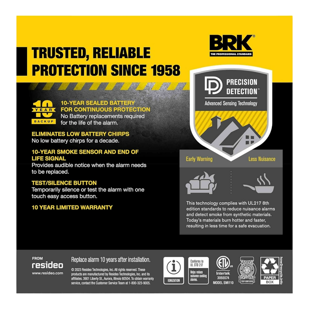 BRK SMI110 10-Year Battery Smoke Alarm 6 Pack UL Listed - Image 3