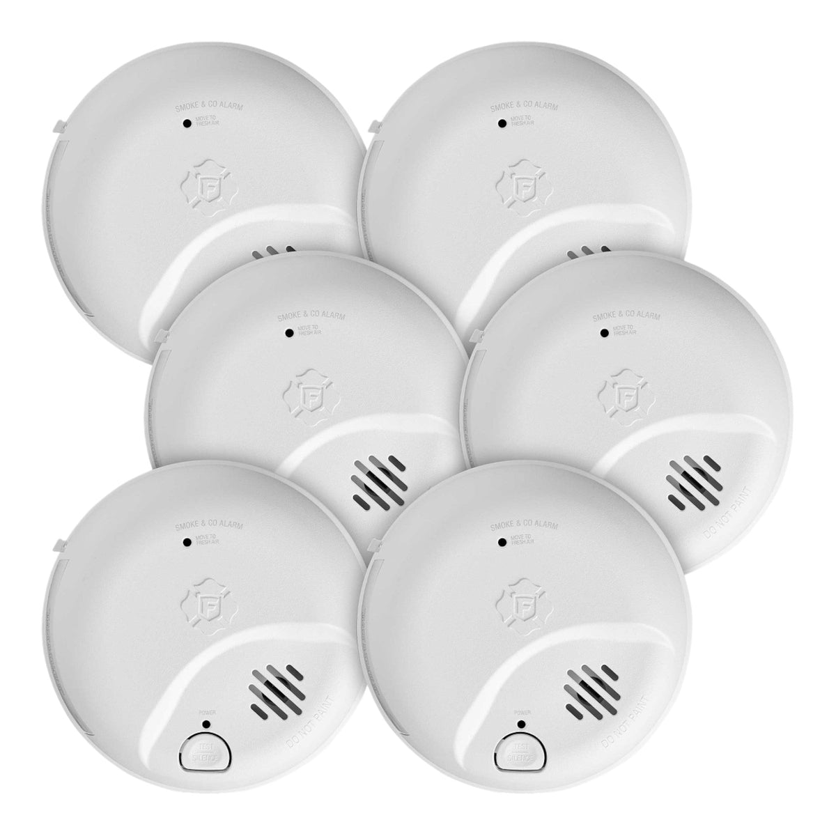 BRK 6-PACK SMICO100-AC, 120V AC/DC, Hardwired Smoke & Carbon Monoxide Alarm, Ionization/Electrochemical Sensor, 9V Battery Backup, White