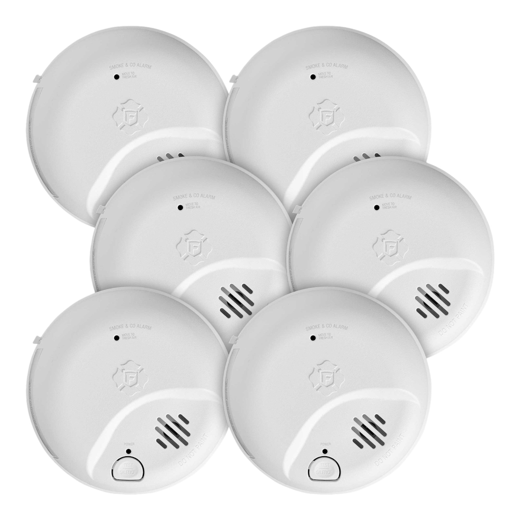 BRK 6-PACK SMICO100-AC, 120V AC/DC, Hardwired Smoke & Carbon Monoxide Alarm, Ionization/Electrochemical Sensor, 9V Battery Backup, White