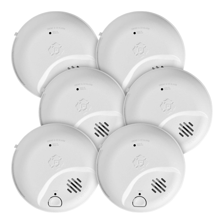 BRK 6-PACK SMICO105-AC, Hardwired Smoke & CO Alarm with 10-Year Battery Backup, Electrochemical and Ionization Sensors