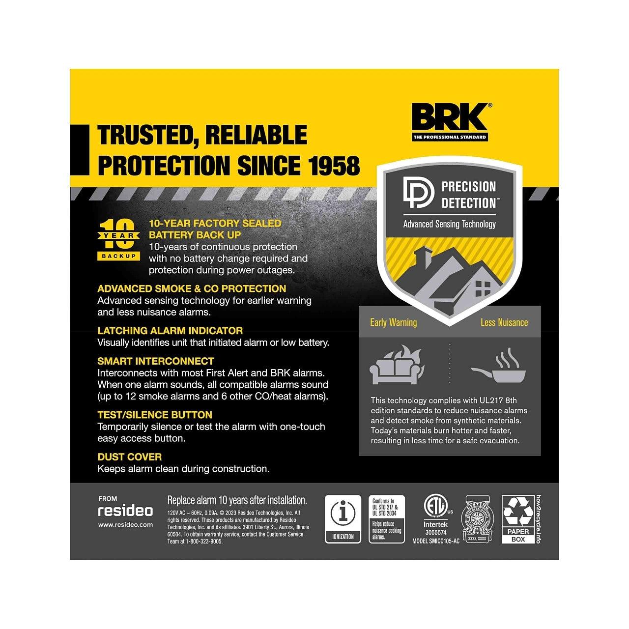 BRK SMICO105-AC, Hardwired Smoke & CO Alarm with 10-Year Battery Backup, Electrochemical and Ionization Sensors - Image 5