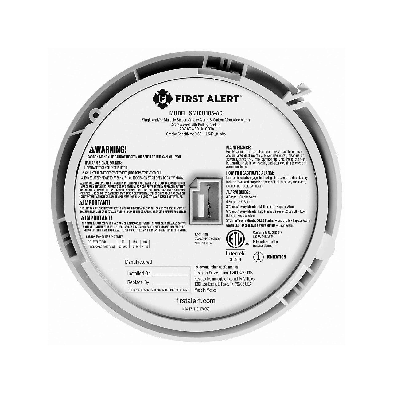 BRK SMICO105-AC, Hardwired Smoke & CO Alarm with 10-Year Battery Backup, Electrochemical and Ionization Sensors - Image 4