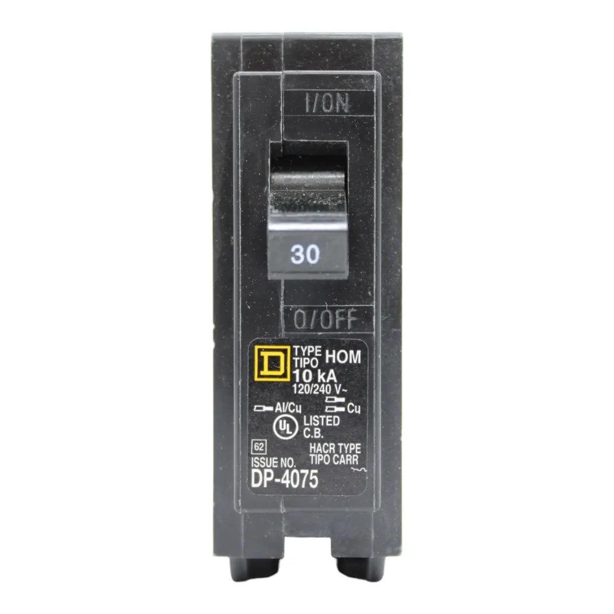 Square D HOM130 Circuit Breaker 30 Amps 120 Volts 1 Pole Plug in UL Listed - Image 2