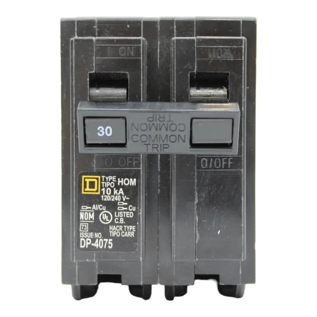Square D HOM230, 30A, 120/240V, 2-Pole, 10kA, Standard Miniature Circuit Breaker, Plug-In, for Homeline Panels - Image 2