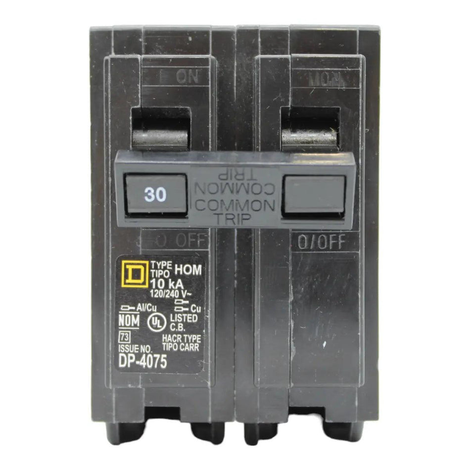 Square D HOM230, 30A, 120/240V, 2-Pole, 10kA, Standard Miniature Circuit Breaker, Plug-In, for Homeline Panels - Image 2