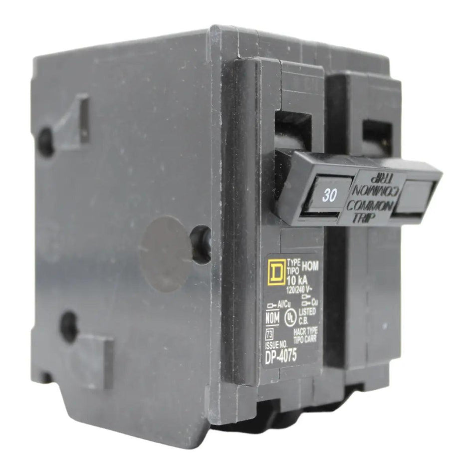 Square D HOM230, 30A, 120/240V, 2-Pole, 10kA, Standard Miniature Circuit Breaker, Plug-In, for Homeline Panels
