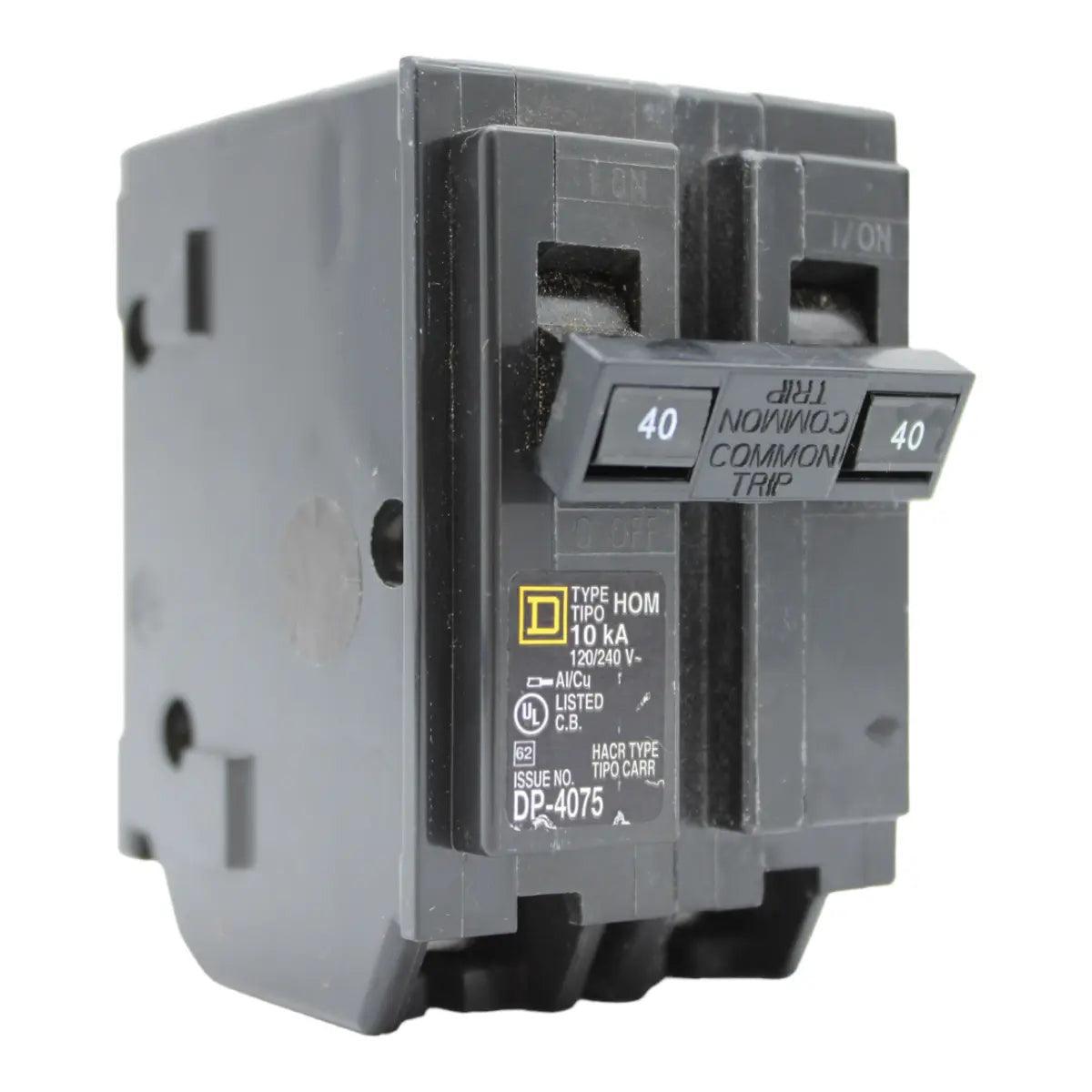 Square D Homeline HOM240 40A 2P 120/240V Standard Plug-In Circuit Breaker