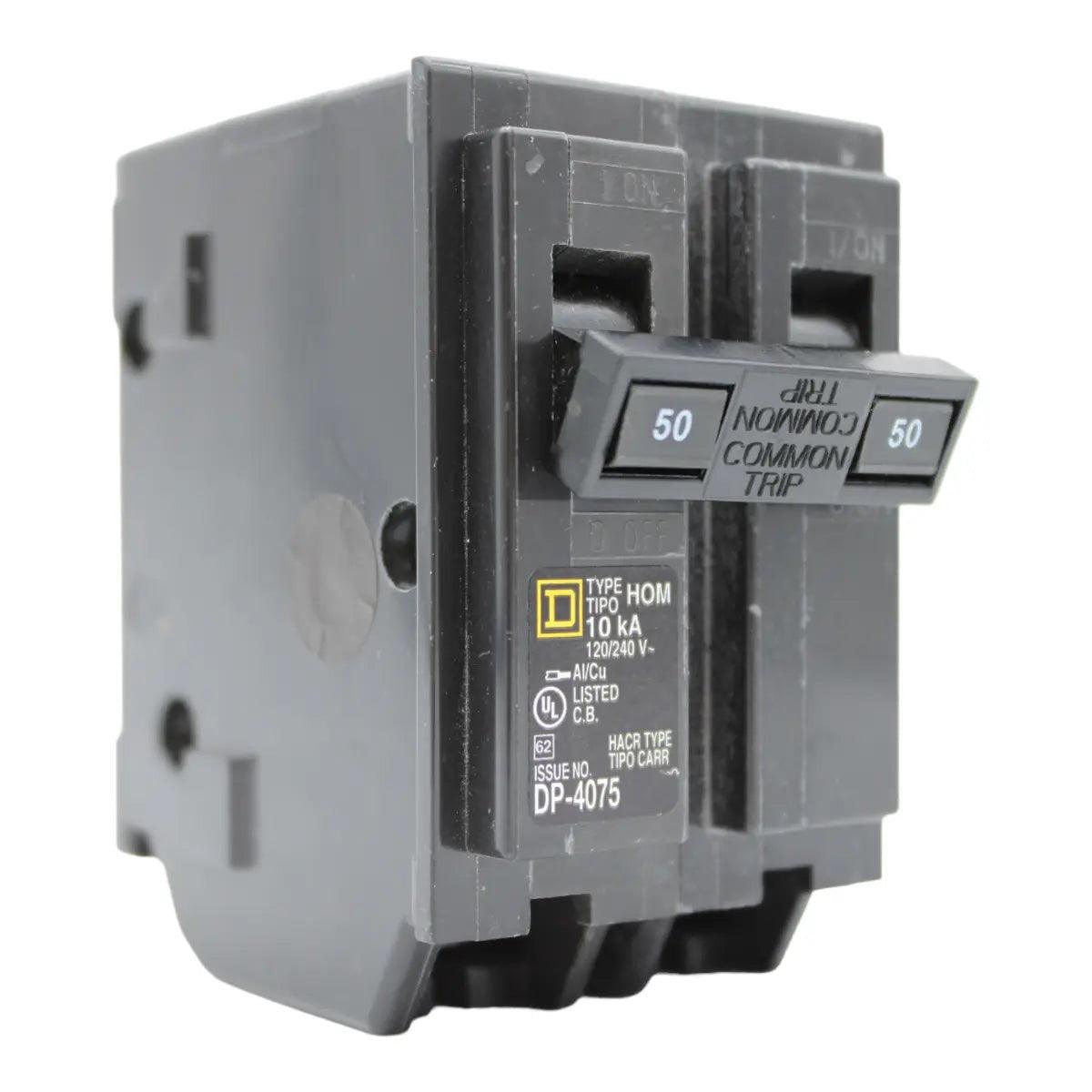 Square D Homeline HOM250 50A 2P 120/240V Standard Plug-In Circuit Breaker
