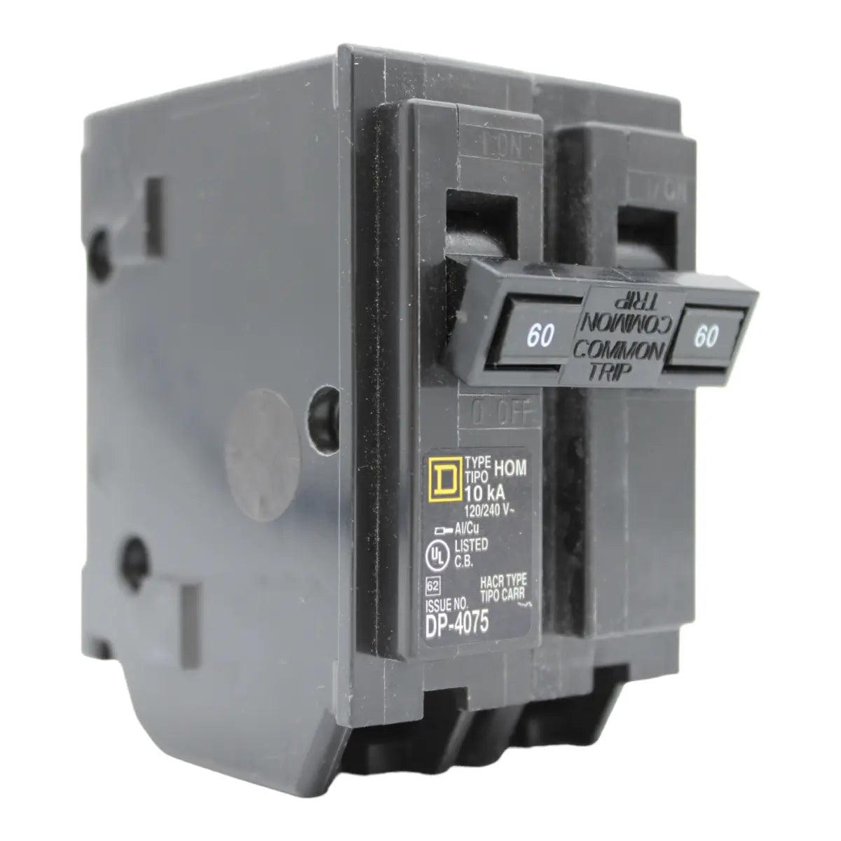 Square D Homeline HOM260 60A 2P 120/240V Standard Plug-In Circuit Breaker