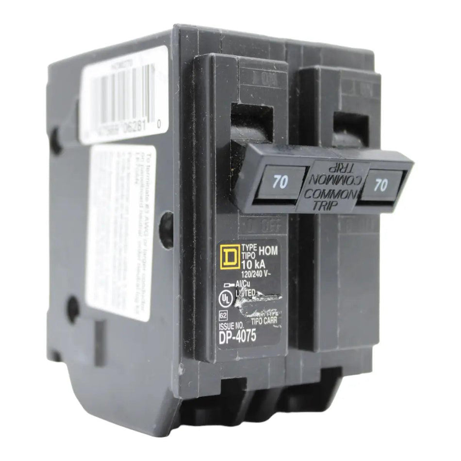 Square D Homeline HOM270 70A 2P 120/240V Standard Plug-In Circuit Breaker