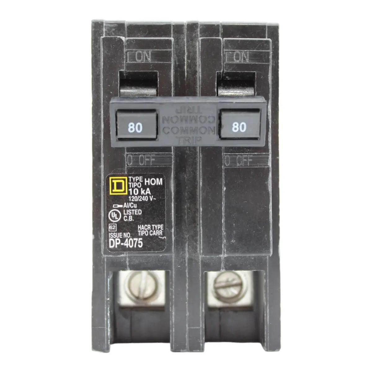 Square D Homeline HOM280 80A 2P 120/240V Standard Plug-In Circuit Breaker - Image 2