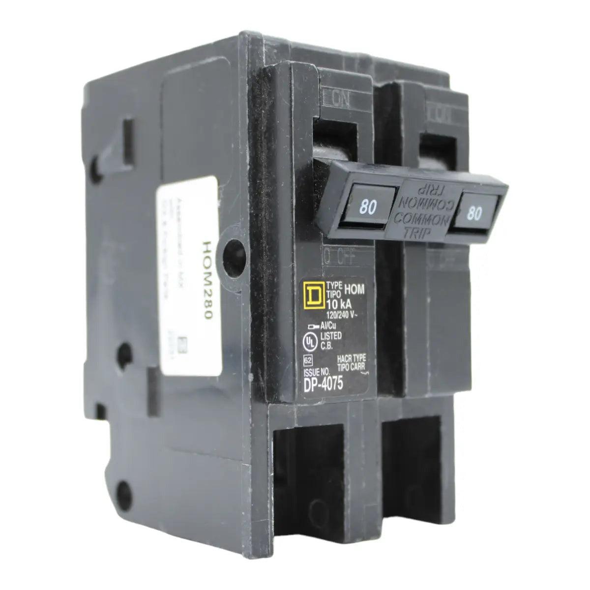Square D Homeline HOM280 80A 2P 120/240V Standard Plug-In Circuit Breaker