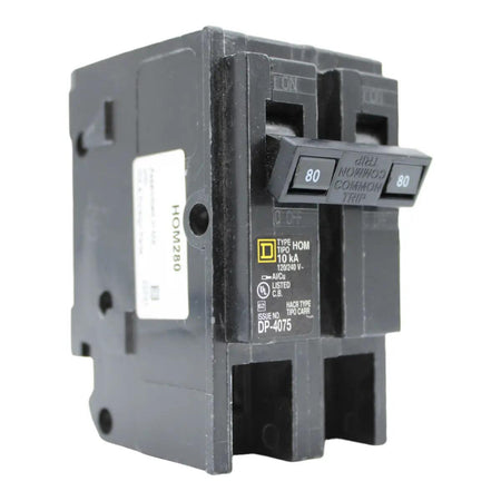 Square D Homeline HOM280 80A 2P 120/240V Standard Plug-In Circuit Breaker