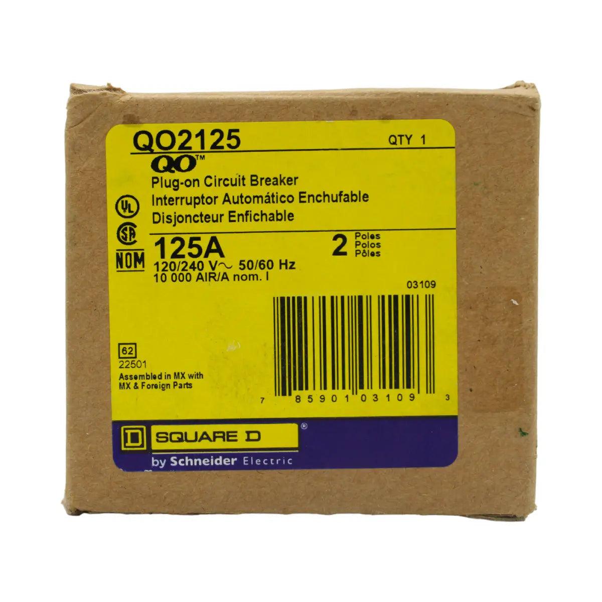 Square D QO2125 125 Amp Double Pole 240V Plug-In Standard Trip Circuit Breaker UL - Image 5