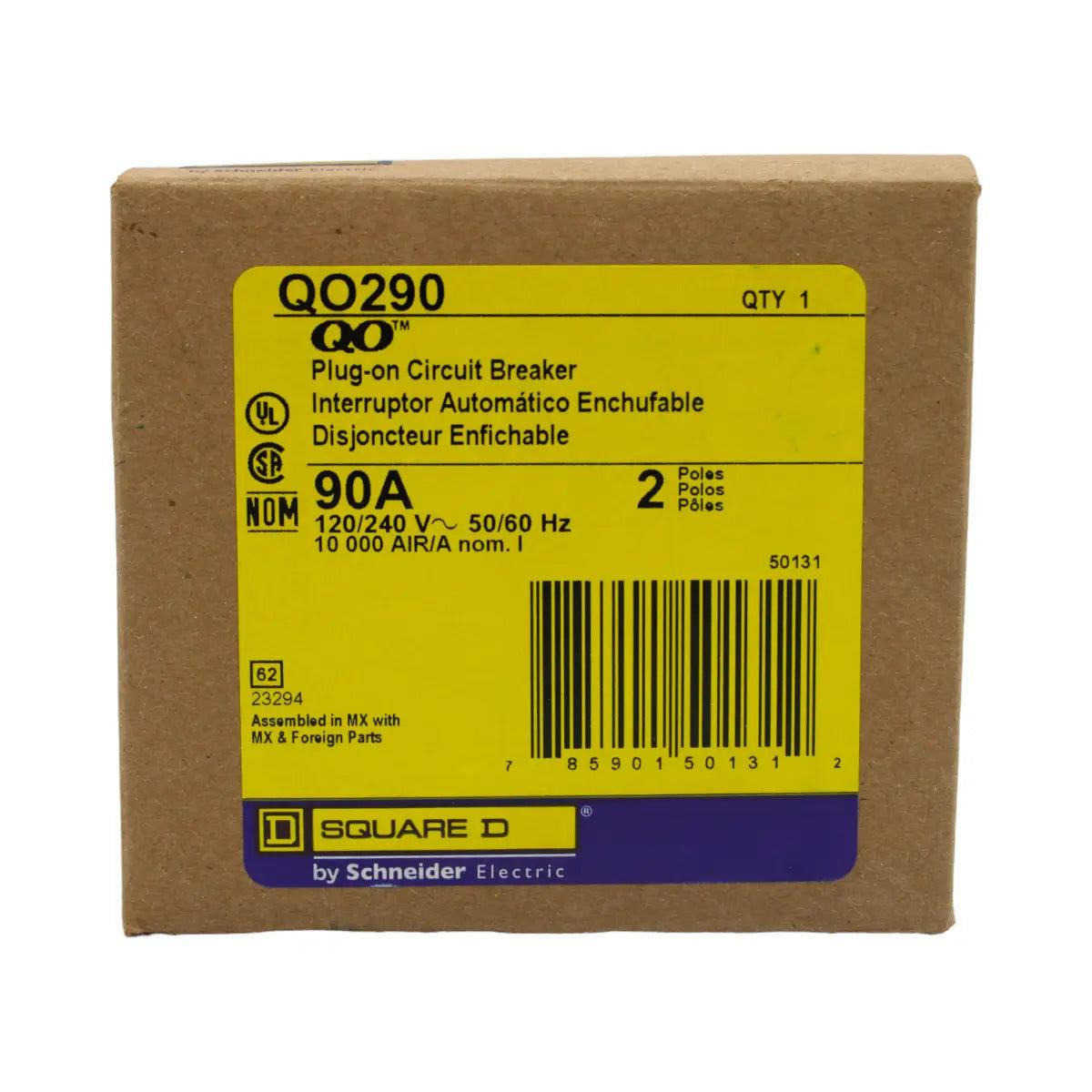 Square D QO290 90 Amp Double Pole 240V Plug-In Standard Trip Circuit Breaker UL - Image 5