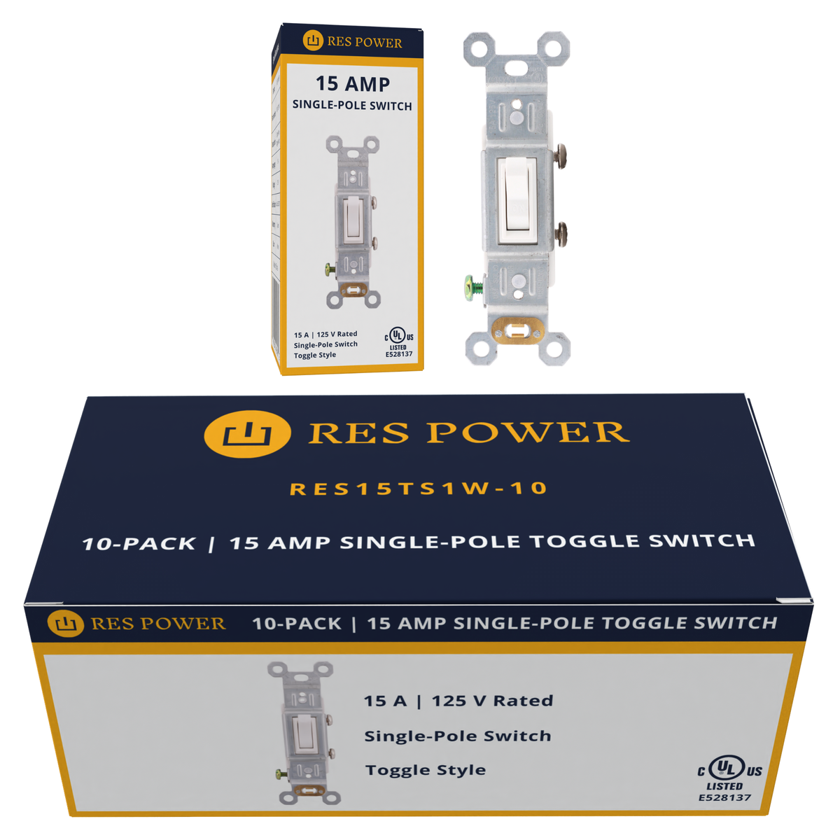 RES POWER 15A 125V Single-Pole Toggle Switch cULus Listed White - Image 8