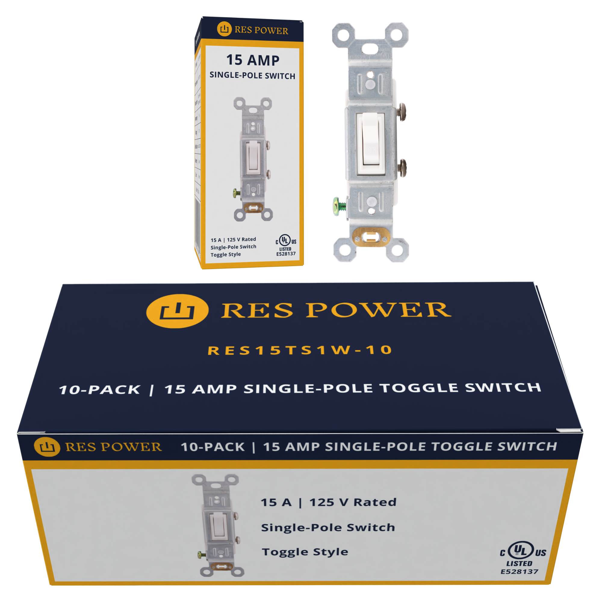 RES POWER 15A 125V Single-Pole Toggle Switch cULus Listed White - Image 8