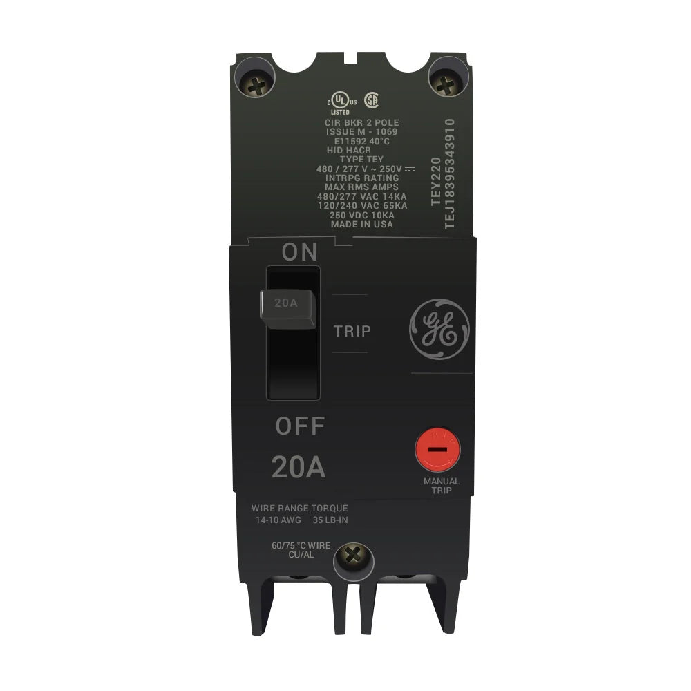 GE TEY220 - 20A 2 Pole Miniature Circuit Breaker