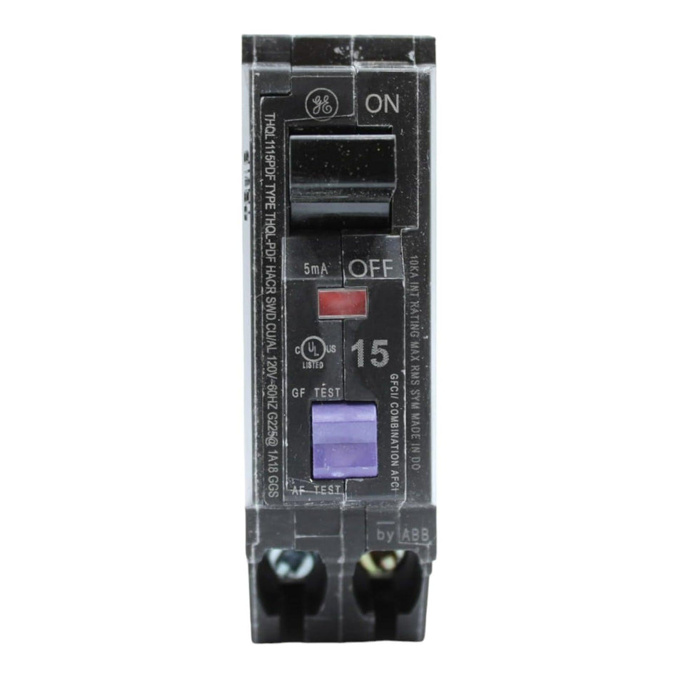 GE Q Line THQL1115PDF 15A 1P 120V AFCI/GFCI Plug-On Neutral Breaker