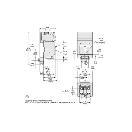 Square D PowerPacT B, BDA34100Y, 100A, 3P, 480Y/277V, I-Line, Thermal Magnetic, Circuit Breaker - Image 10