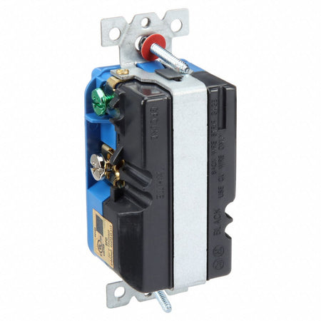 Hubbell HBL5260SA surge-protective receptacle rear and screw-terminal view