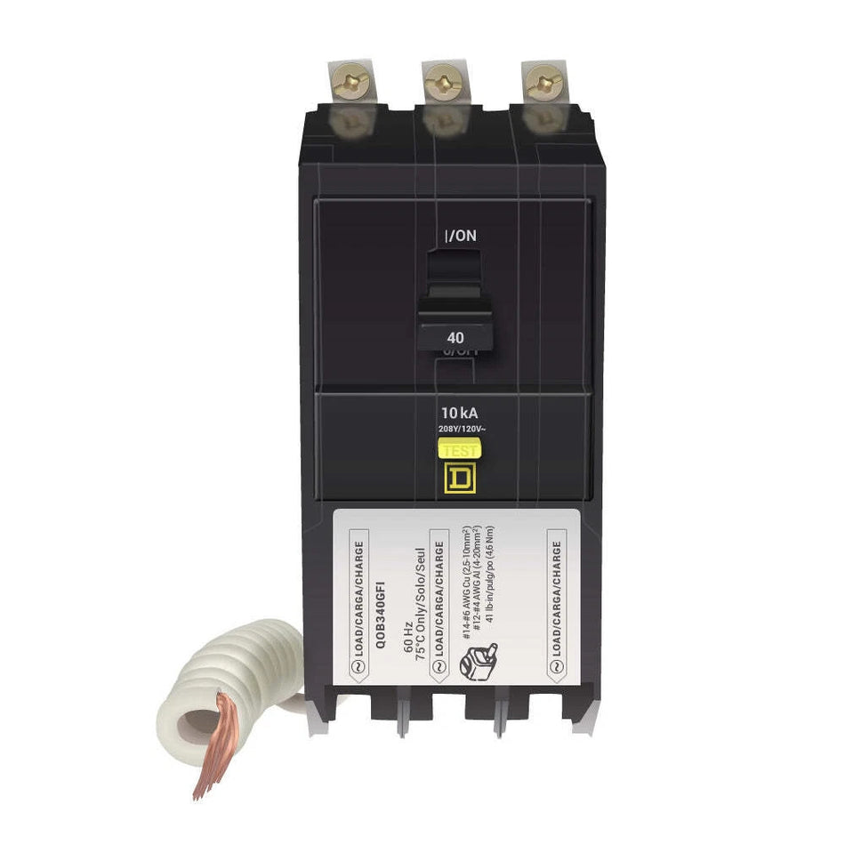 Square D QOB340GFI 40A 3-Pole GFCI Circuit Breaker